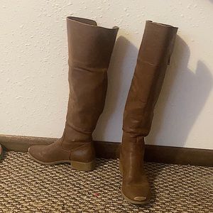 Knee high brown boots w/ one inch heel